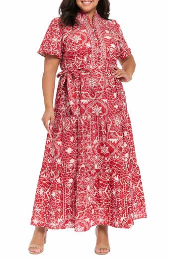 London Times Embroidered Tiered Maxi Dress