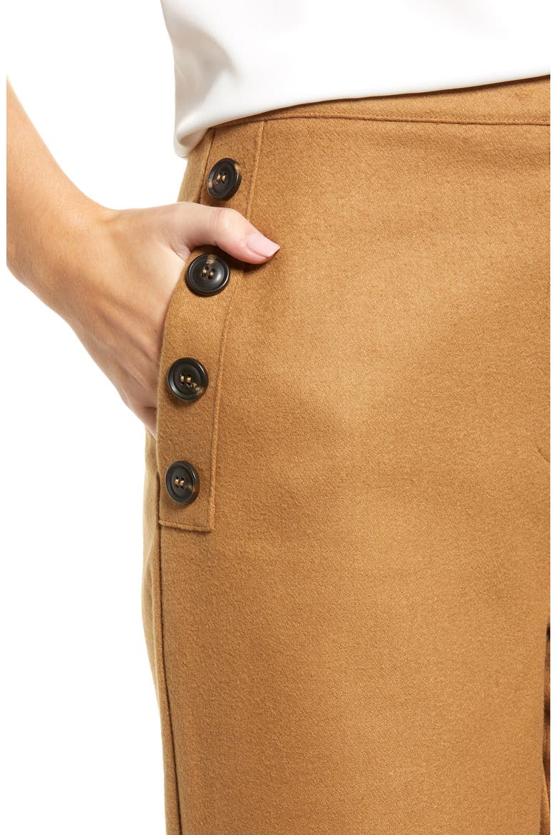 Chriselle Lim Victoria Button Wide Leg Pants (Nordstrom Exclusive), Alternate, color, CAMEL