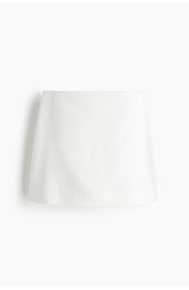 H&M Linen-blend Mini Skort, Main, color, White