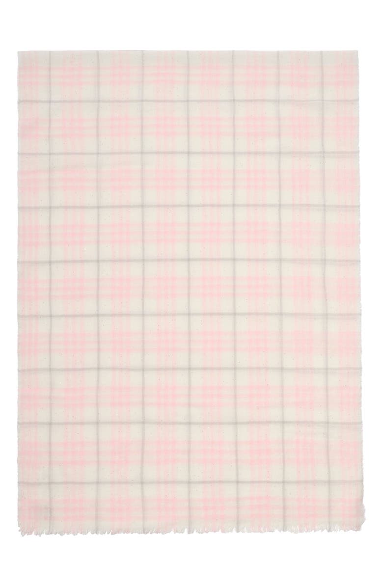Burberry Sequin Check Wool & Silk Blend Scarf, Alternate, color, Flora Pink