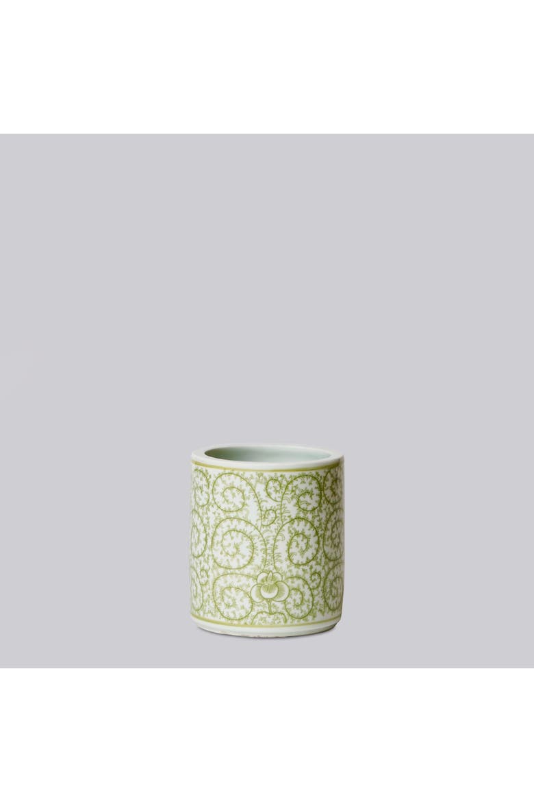 Porcelain Country Peony Cachepot, Main, color, Green + White