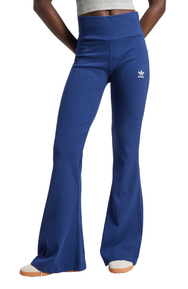 adidas Trefoil Essentials Rib Flare Leggings, Main, color, 
