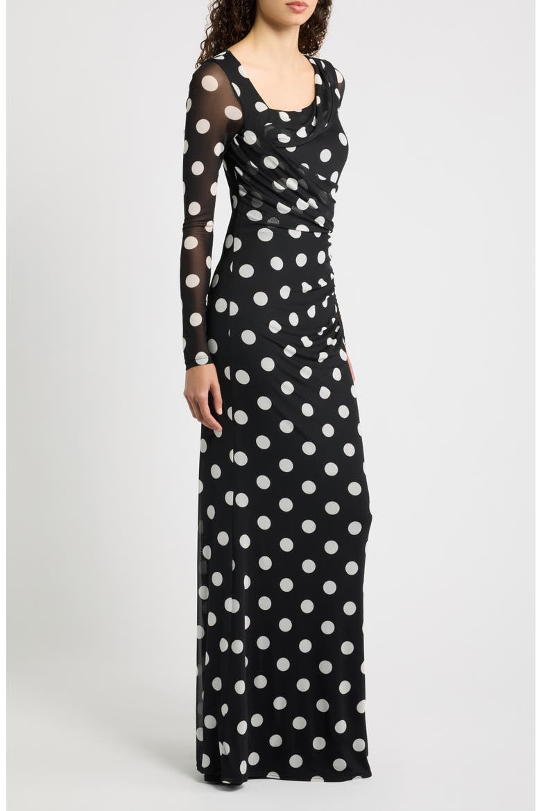 Lazul Ruched Long Sleeve Gown, Alternate, color, FULL MOON