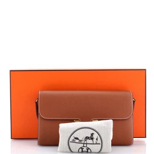 Pre-owned Hermes Hermes Constance To Go Wallet Evercolor In Brown