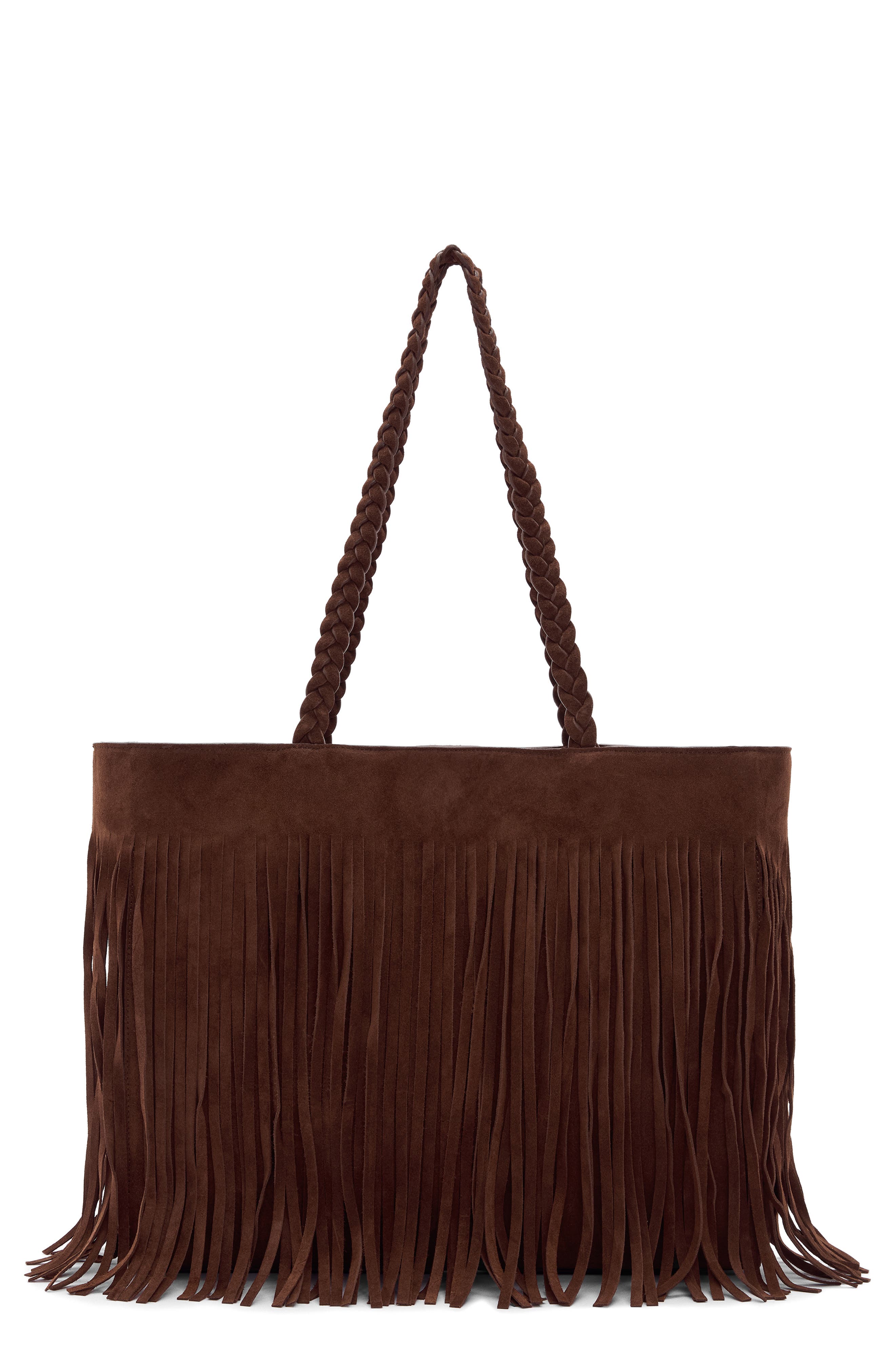 Reformation Luna Suede Tote Bag, Main, color, Espresso Suede