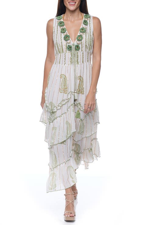 Embellished Cotton Cover-Up Maxi Dress