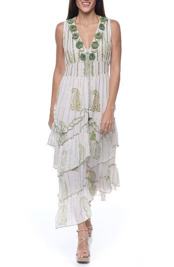 Ranee's Ranees Embellished Cotton Cover-up Maxi Dress In White