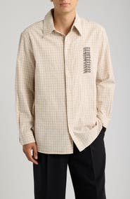 AllSaints Repeater Graphic Plaid Organic Cotton Button-Up Shirt
