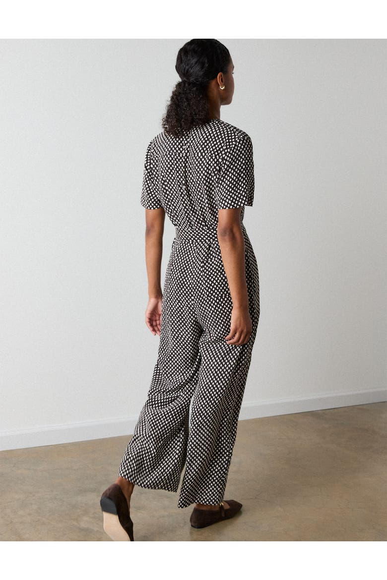 Short Sleeve Wide Leg Jumpsuit, Alternate, color, Brown/Multi
