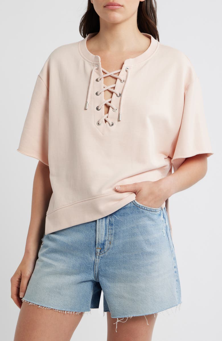 BOSS Orange French Terry Top, Main, color, Cream Rose