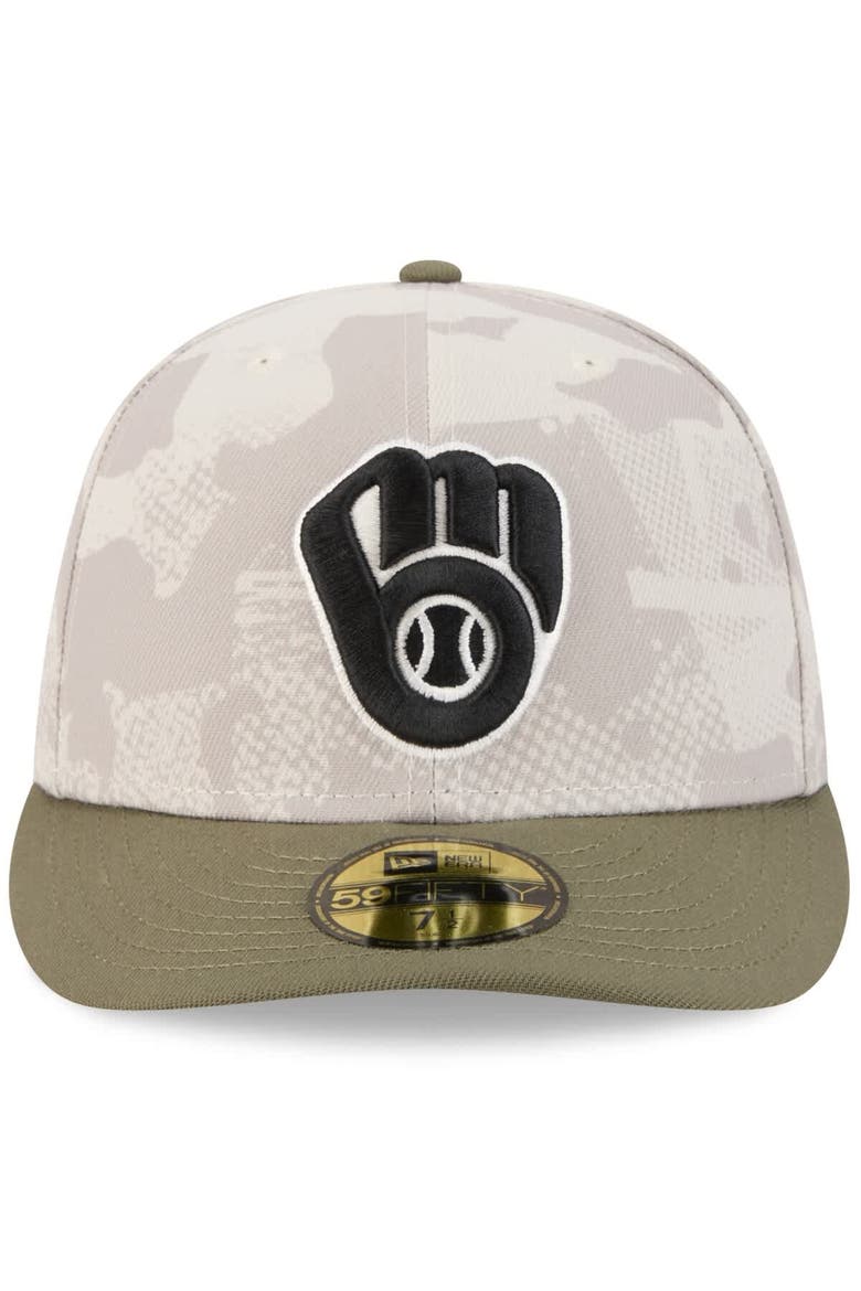 Men's New Era Light Beige/Olive Milwaukee Brewers 2025 Armed Forces Day 59FIFTY Fitted Hat, Alternate, color, Light Beige