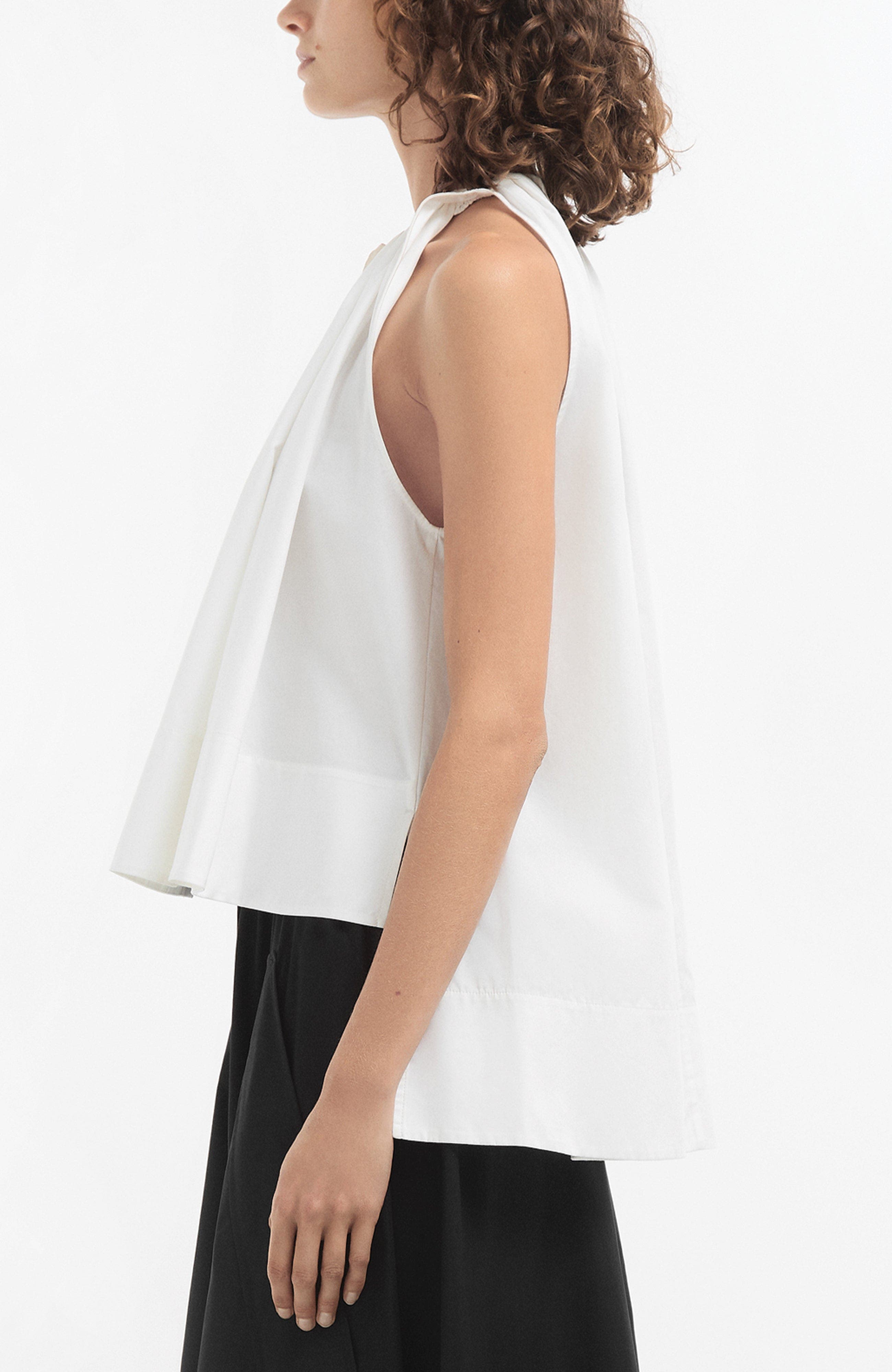 Gathered Tunic Shirt in Cotton Sateen - image 4