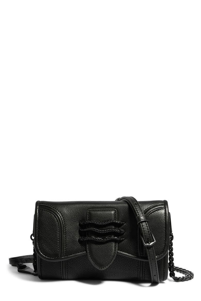 Kestenberg Fierce & Fab Leather Wallet on a Chain, Main, color, BLACK GLOVED TANNED