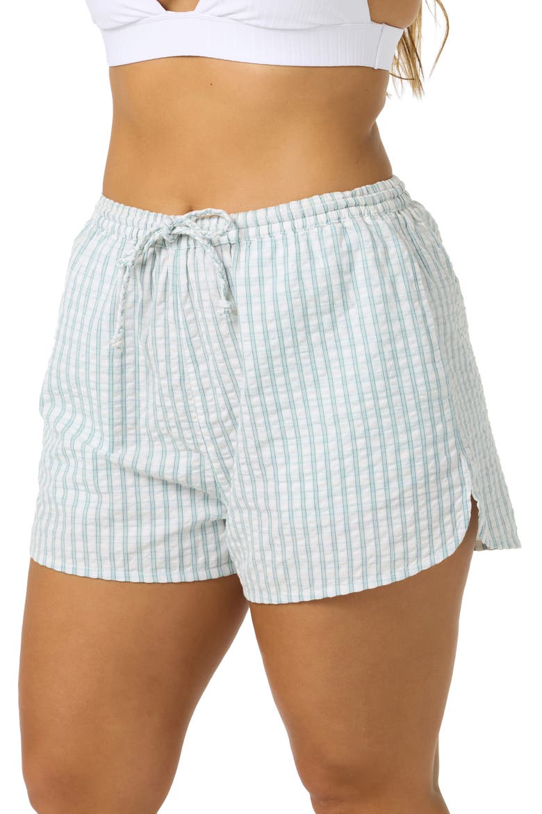 Millie Cotton Seersucker Cover-Up Shorts, Alternate, color, WINTER WHITE