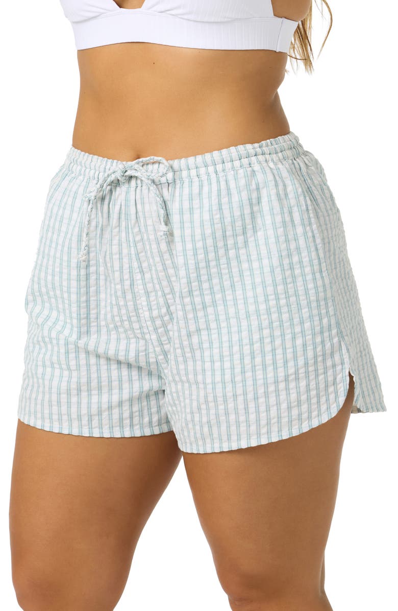 O'Neill Millie Cotton Seersucker Cover-Up Shorts, Alternate, color, Winter White