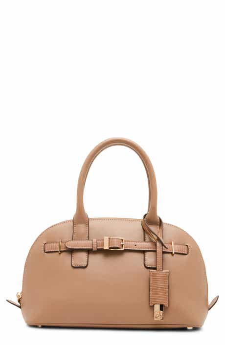 Dome Buckle Faux Leather Satchel