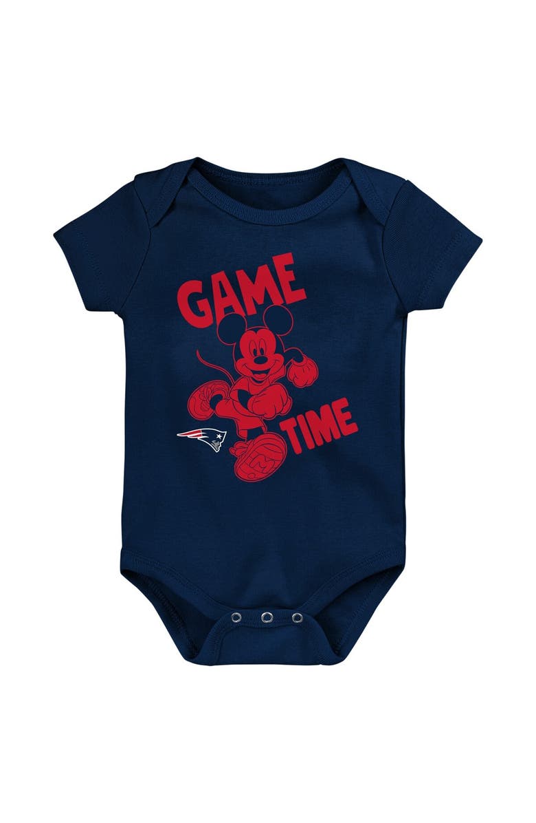 Outerstuff Newborn & Infant Navy/Red/Gray New England Patriots Three-Piece Disney Game Time Bodysuit Set, Alternate, color,