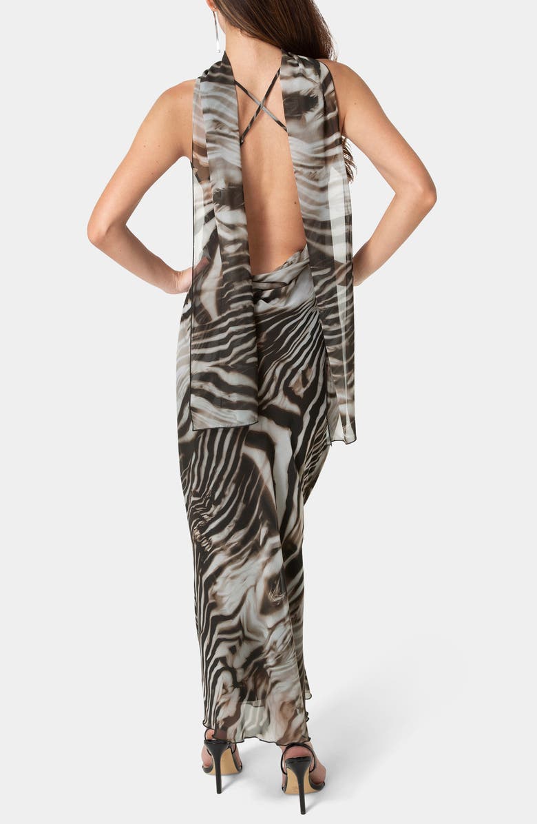 bebe Print Chiffon Cowl Maxi Dress, Alternate, color, 