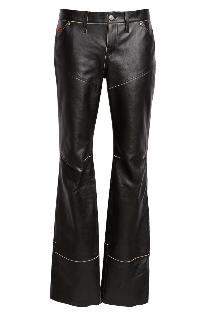Martine Rose Backstrap Paneled Leather Slim Leg Pants, Alternate, color,