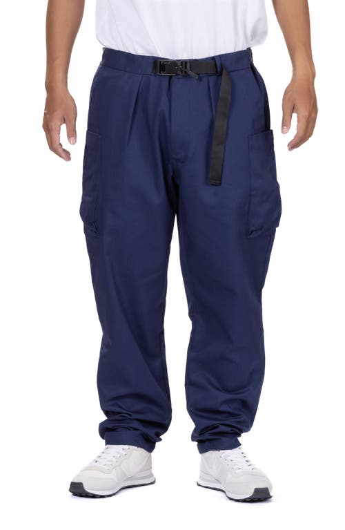 Vast Belted Twill Cargo Pants In Navy