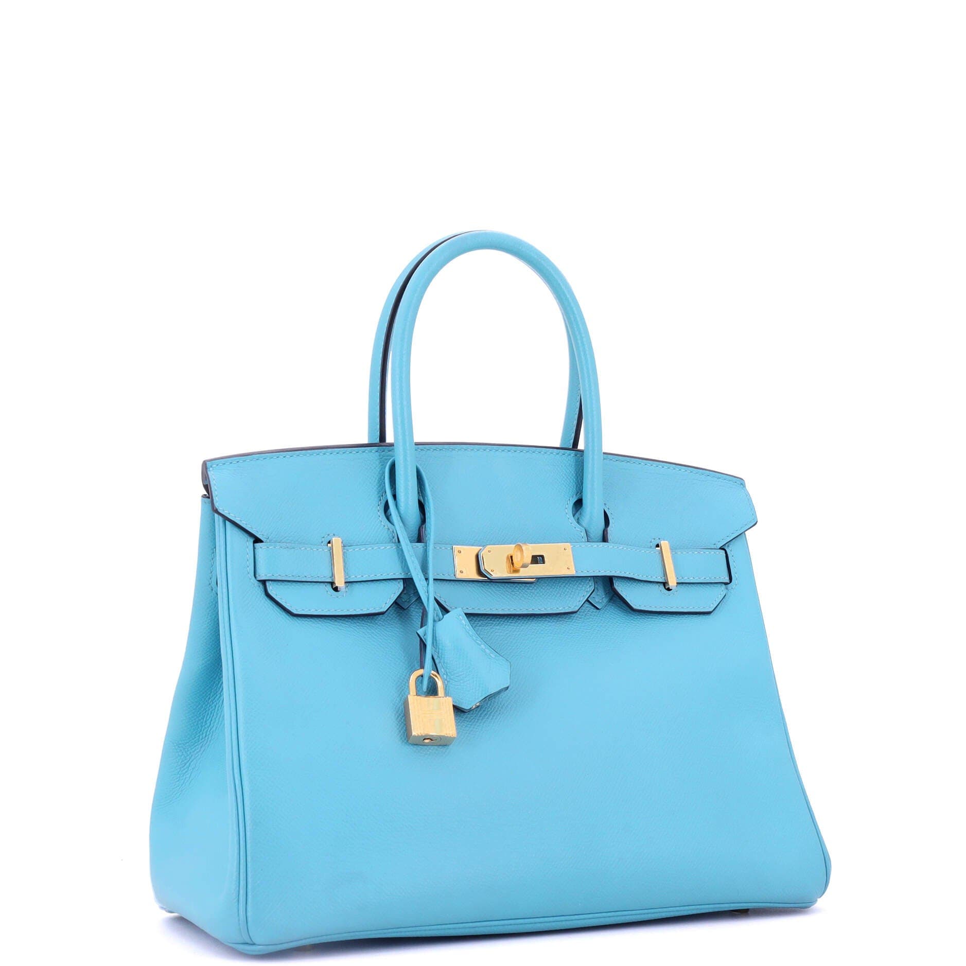 Pre-Owned Hermes Birkin Handbag Blue Epsom with Gold Hardware 30, Alternate, color, 