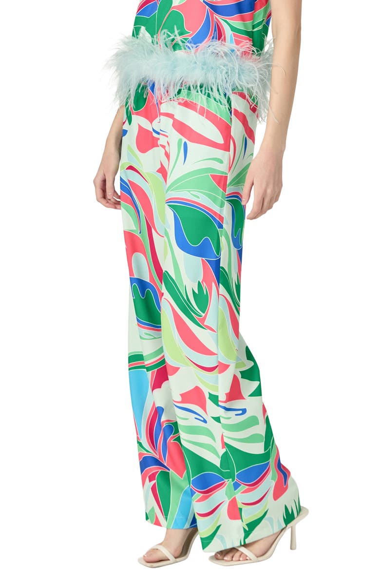 English Factory Abstract Print Wide Leg Pants, Alternate, color, Green/ Blue Multi
