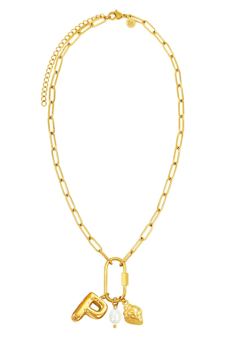 Carabiner Initial Necklace, Main, color, GOLD-P