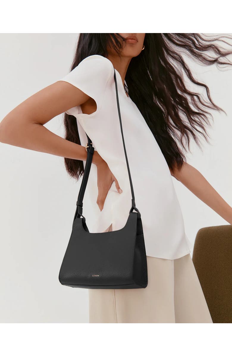 Cuyana Mini Double Loop Bag, Alternate, color, Black