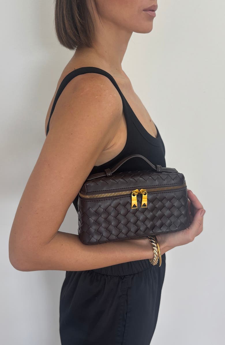 Adornia Burgundy Woven Top Handle Bag, Alternate, color, Burgundy