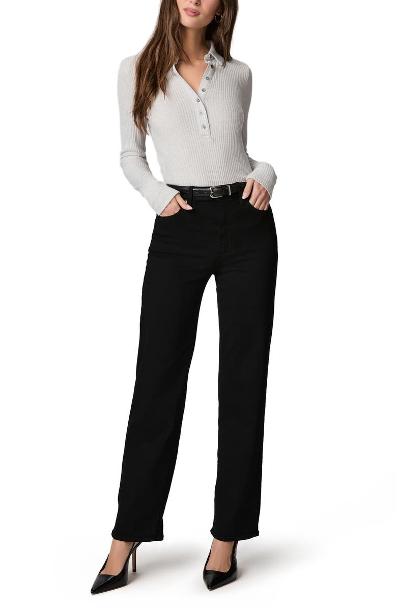 PAIGE Stevie High Waist Straight Leg Jeans, Alternate, color, Black Shadow