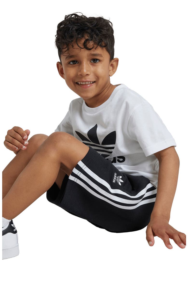 Kids' Adicolor Trefoil T-Shirt & Shorts Set, Alternate, color, BLACK/ WHITE