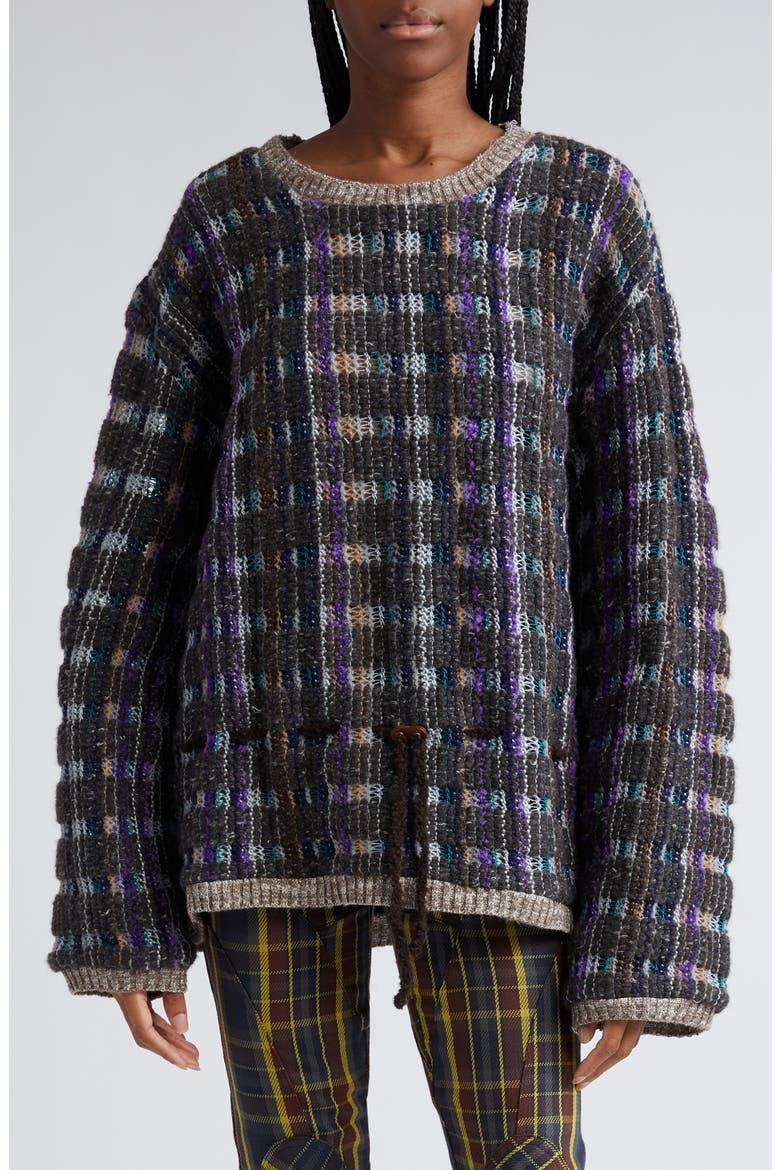 x Vitelli Plaid Crewneck Sweater, Main, color, VITELLI BROWN PLAID