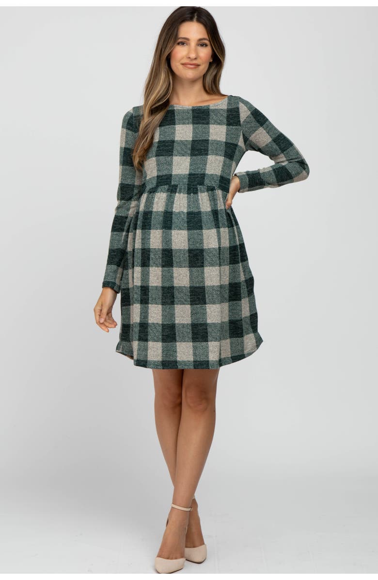 PinkBlush Plaid Knit Dress, Alternate, color, Green