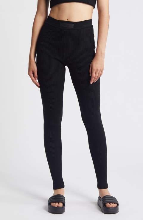 Cotton Blend Rib Leggings