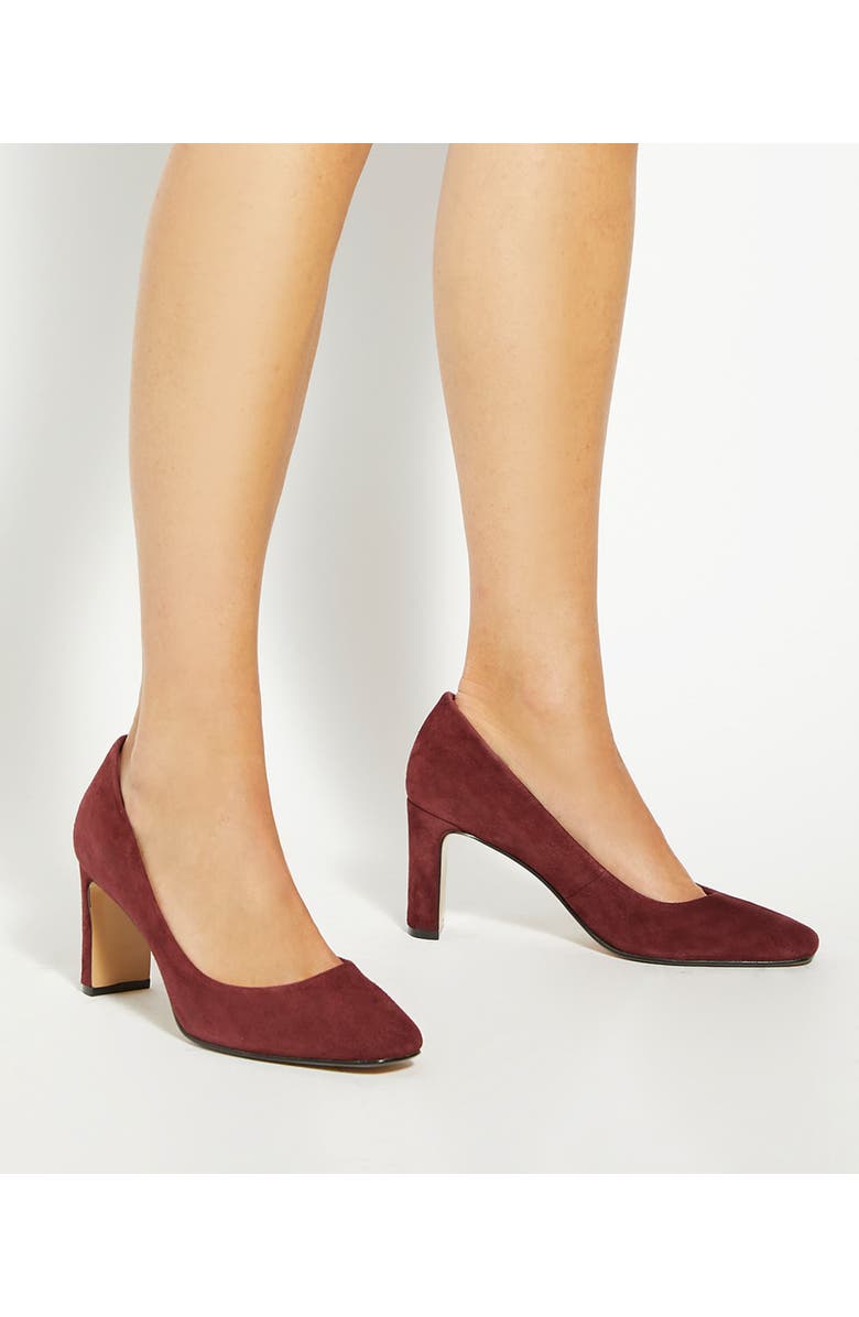 Dune London Arriving Block Heel Pump, Alternate, color, Burgundy
