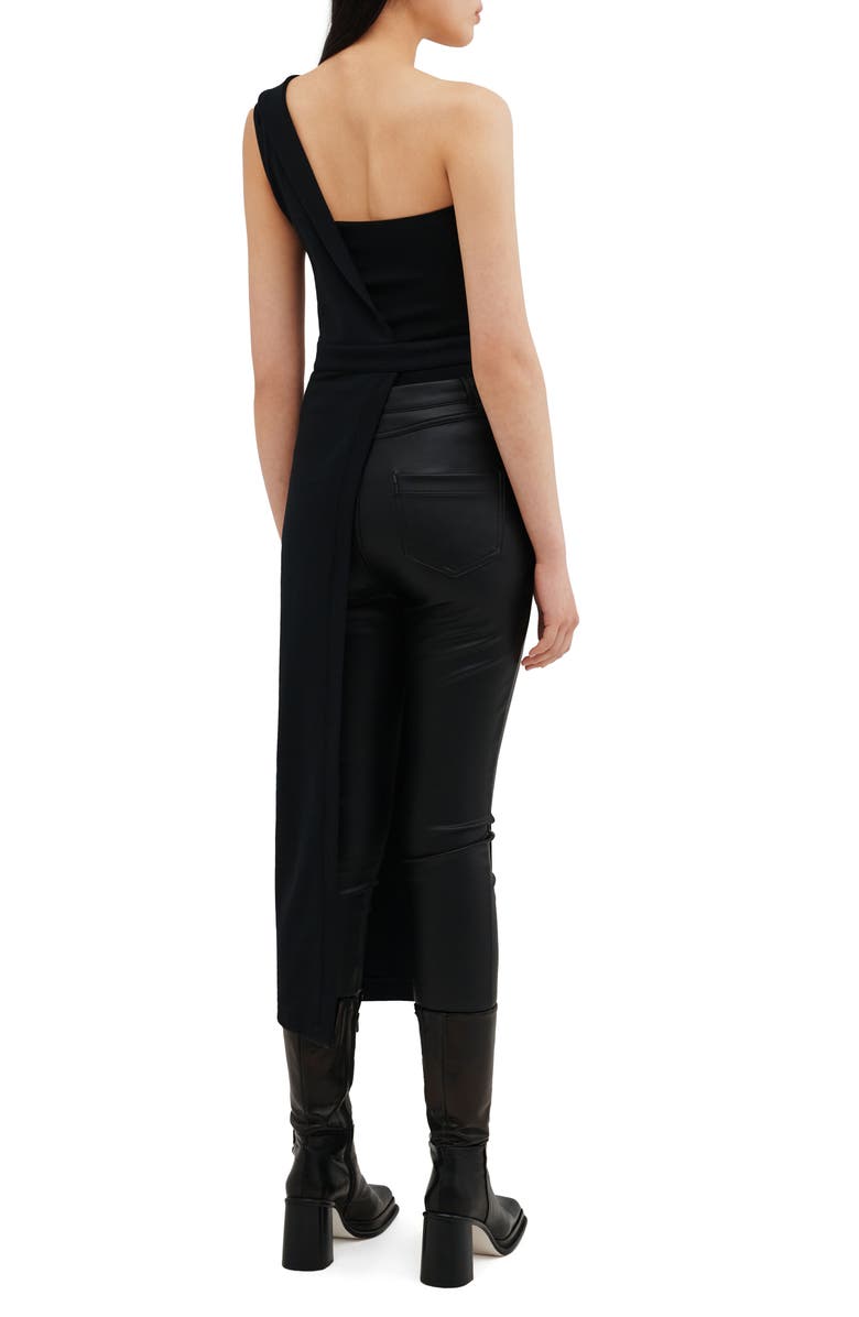 Two Lines by Marcella Seoul One-Shoulder Longline Vest, Alternate, color, Black