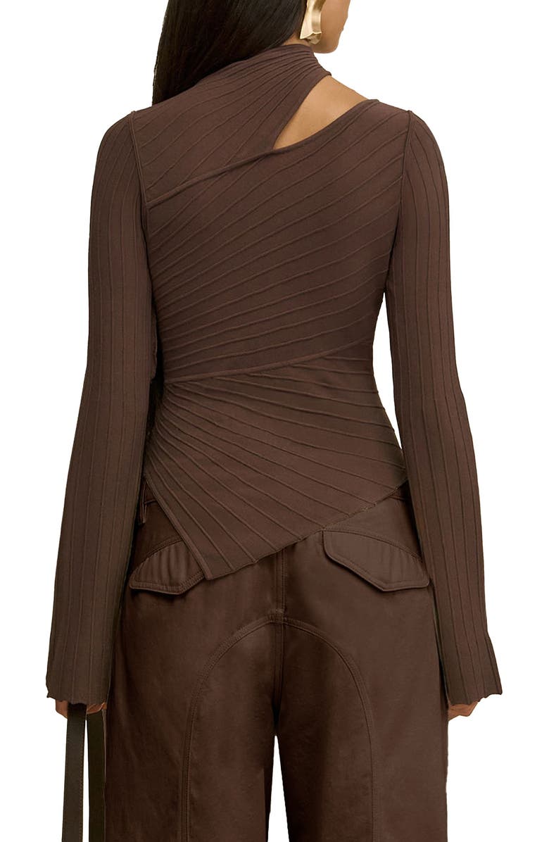 Cult Gaia Tayla Cutout Long Sleeve Shirt, Alternate, color, Luwak