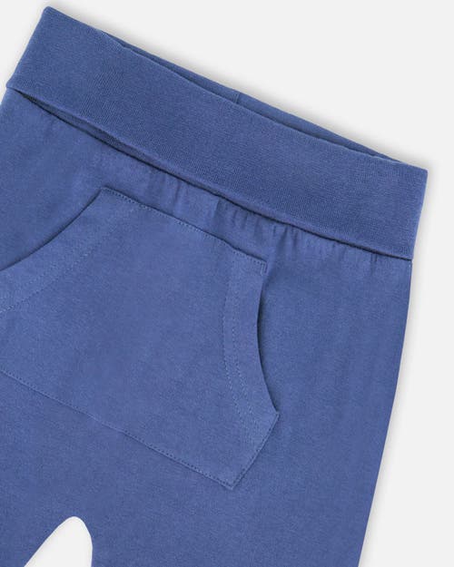 Deux Par Deux Organic Cotton Jersey Two-piece Top And Pant Set In Blue