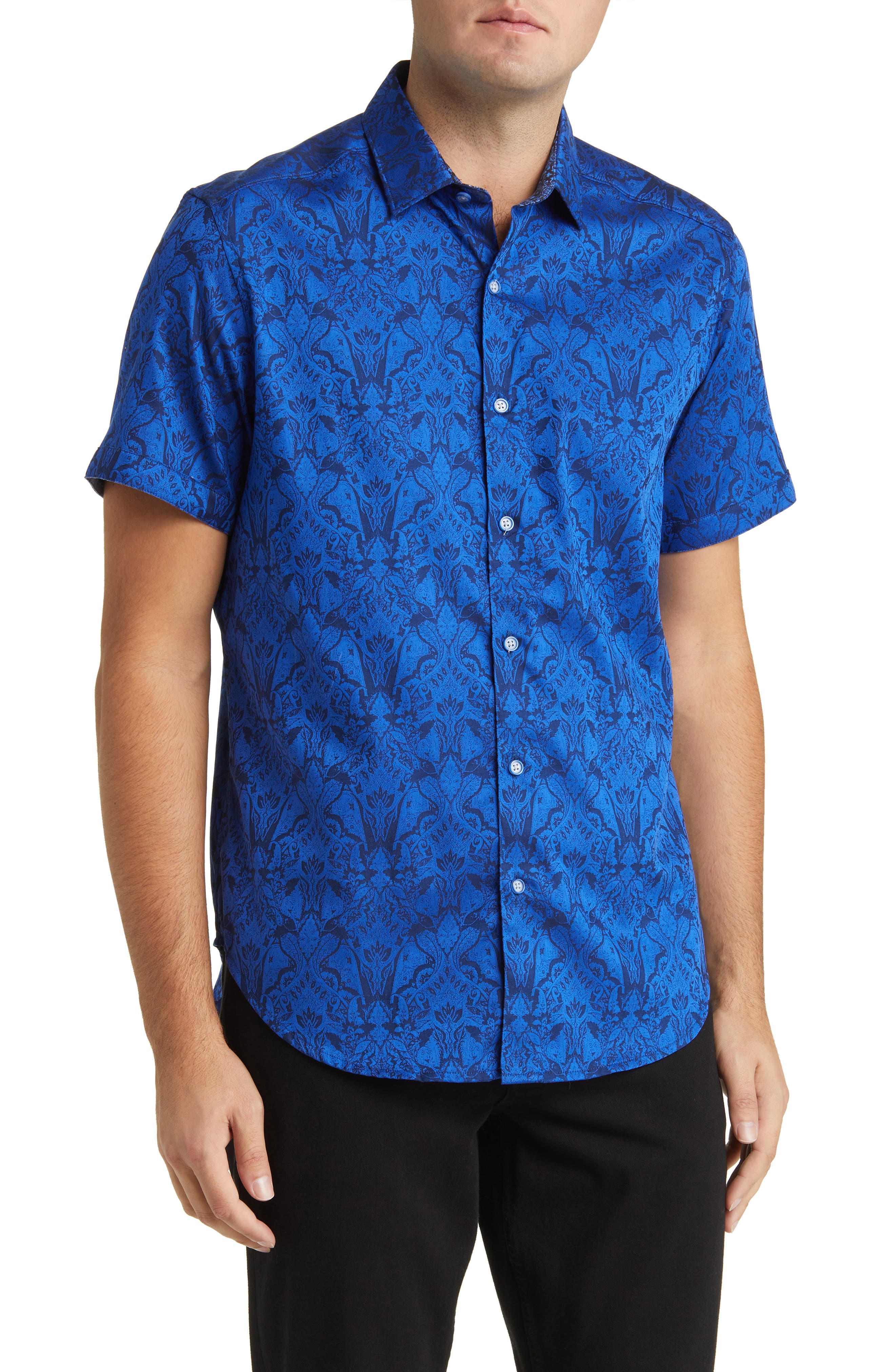 Highland Jacquard Short Sleeve Button-Up Shirt - image 5