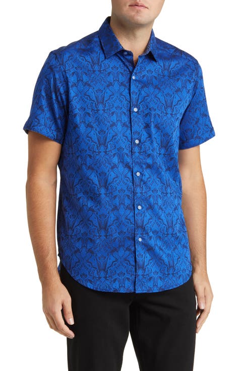 Highland Jacquard Short Sleeve Button-Up Shirt