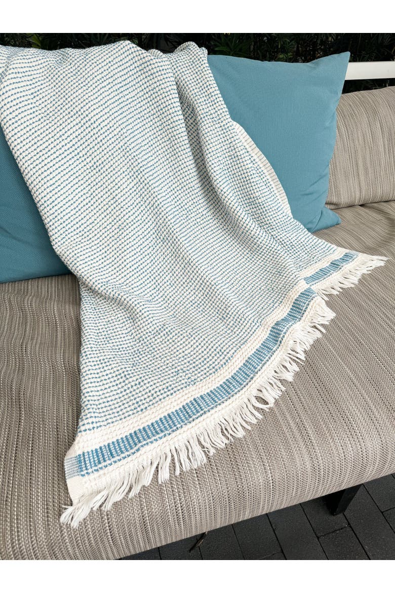 Waffle Striped Turkish Cotton Bath Towel, Main, color, Deep Turquoise