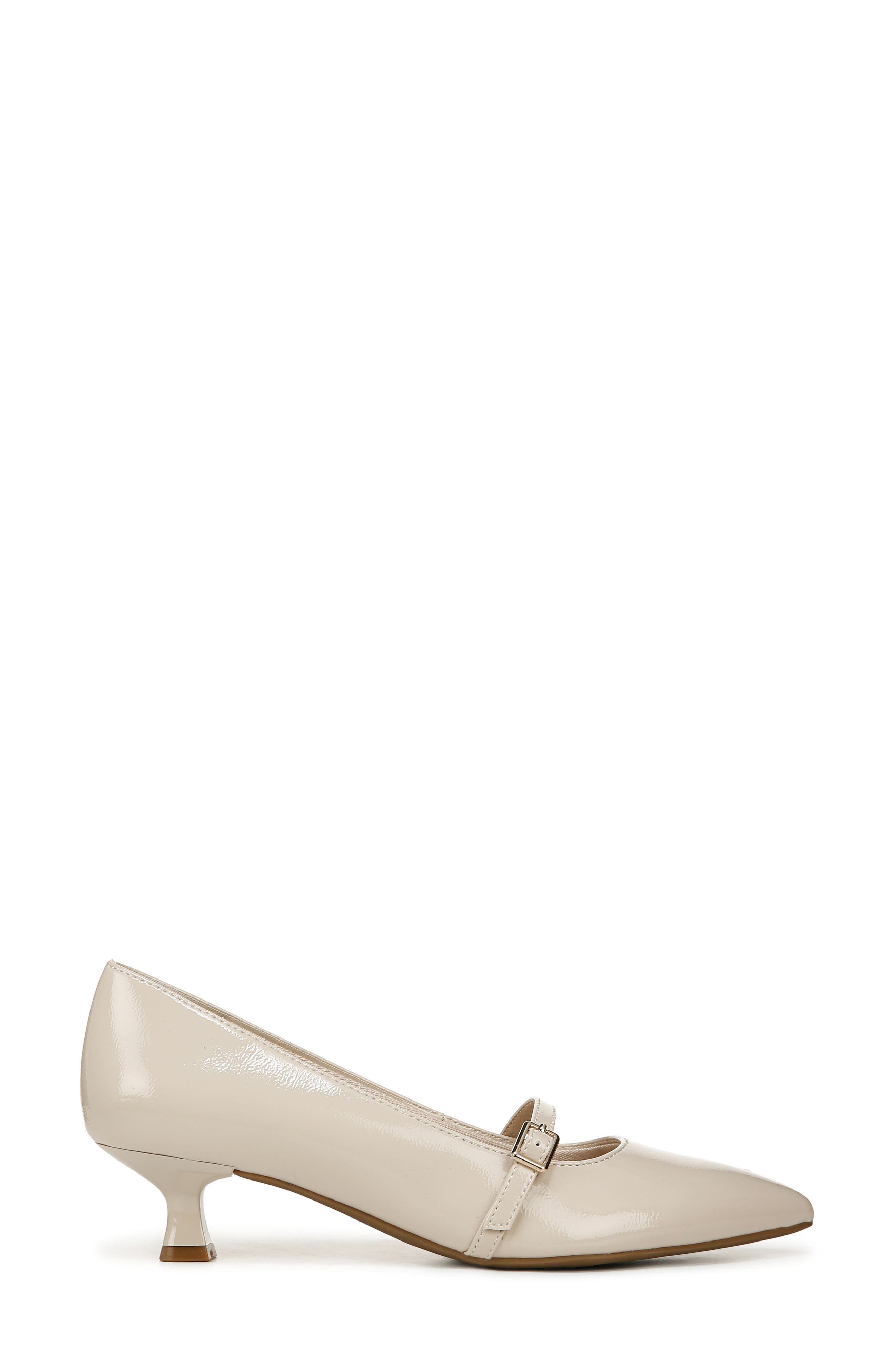 Madelyn Mary Jane Pointed Toe Kitten Heel Pump, Alternate, color, ALMOND MILK