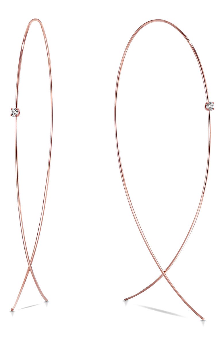 LANA 14K Gold Upside Down Diamond Hoop Earrings, Main, color, Rose Gold