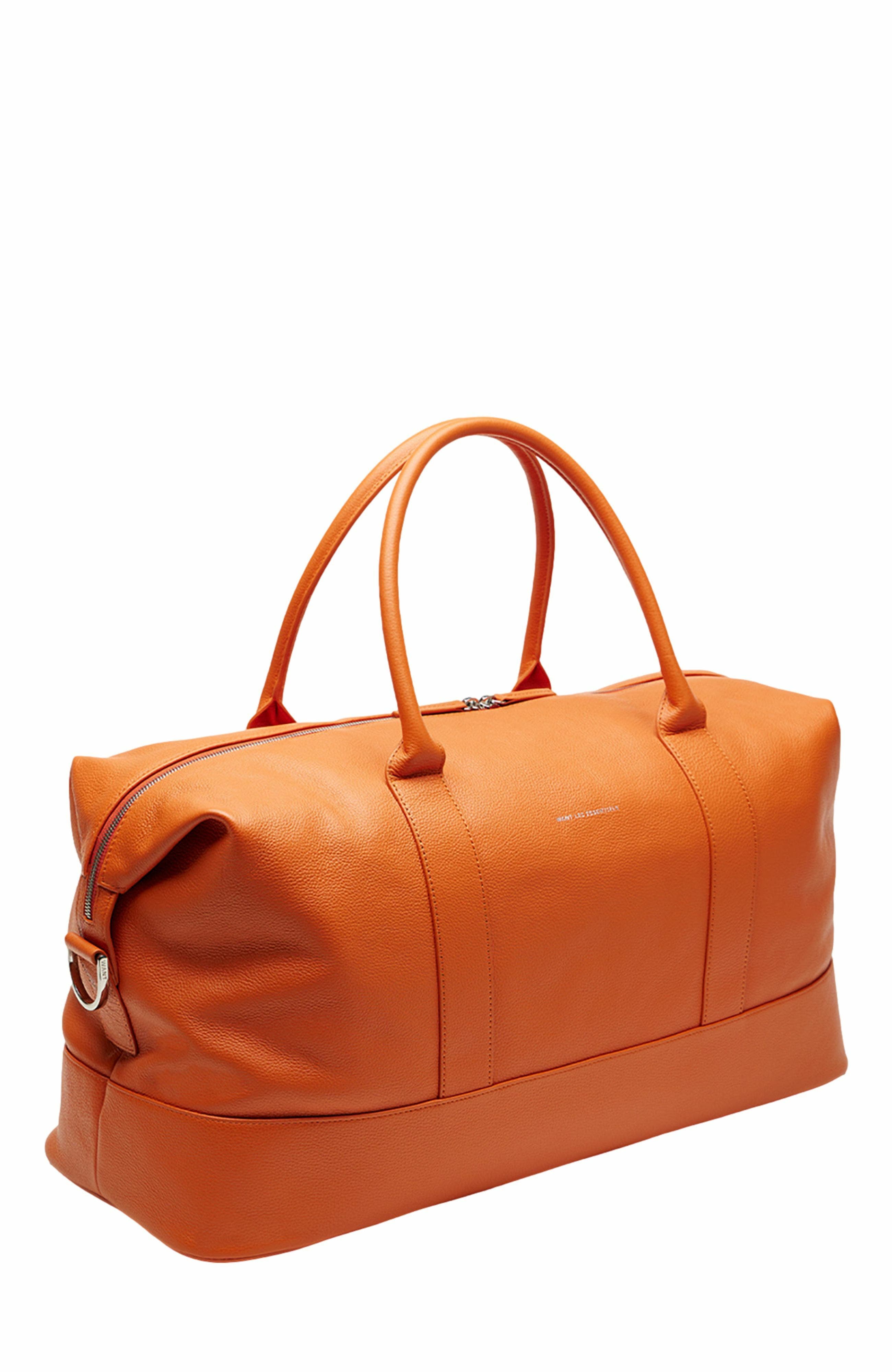 Want Les Essentiels Kelowna Pebble-Grained Leather Weekender Bag, Alternate, color, Orange