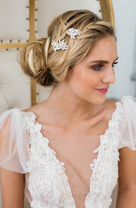 Brides & Hairpins India Full Halo Nordstrom sale Pearl Swarvoski Crystal Wedding Hair