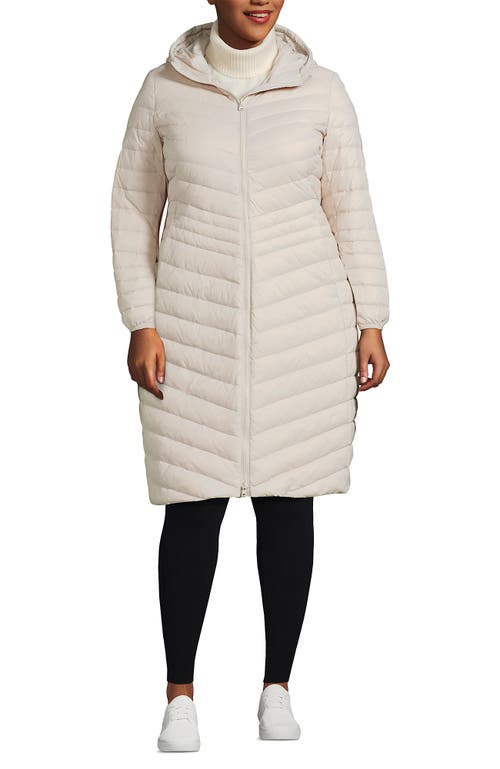 Lands' End Ultralight Packable Long Down Coat In Neutral