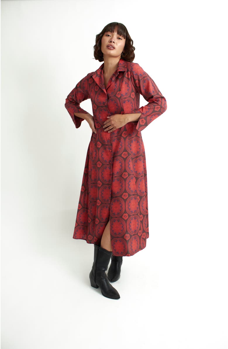 Florencia Davalos Voyage Dress, Main, color, Red Tile Flower