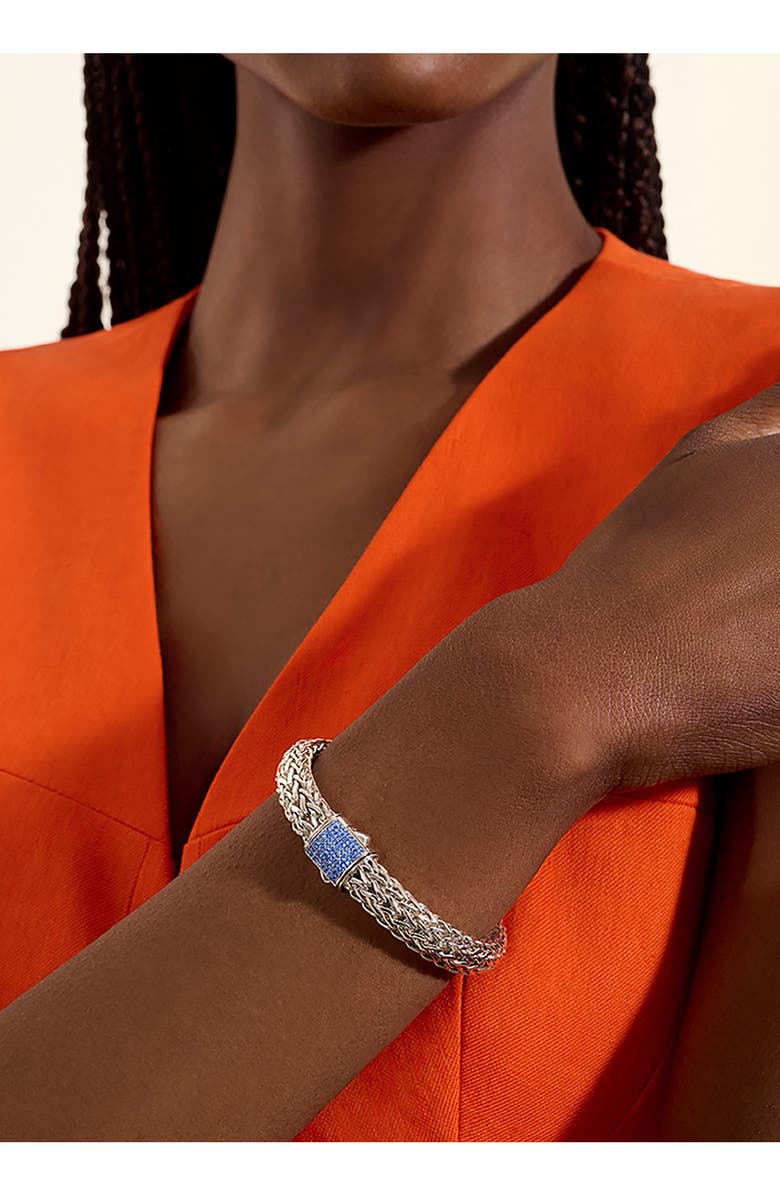 John Hardy Icon Bracelet, Sterling Silver, Pavé, 10.5mm, Alternate, color, Blue Sapphire