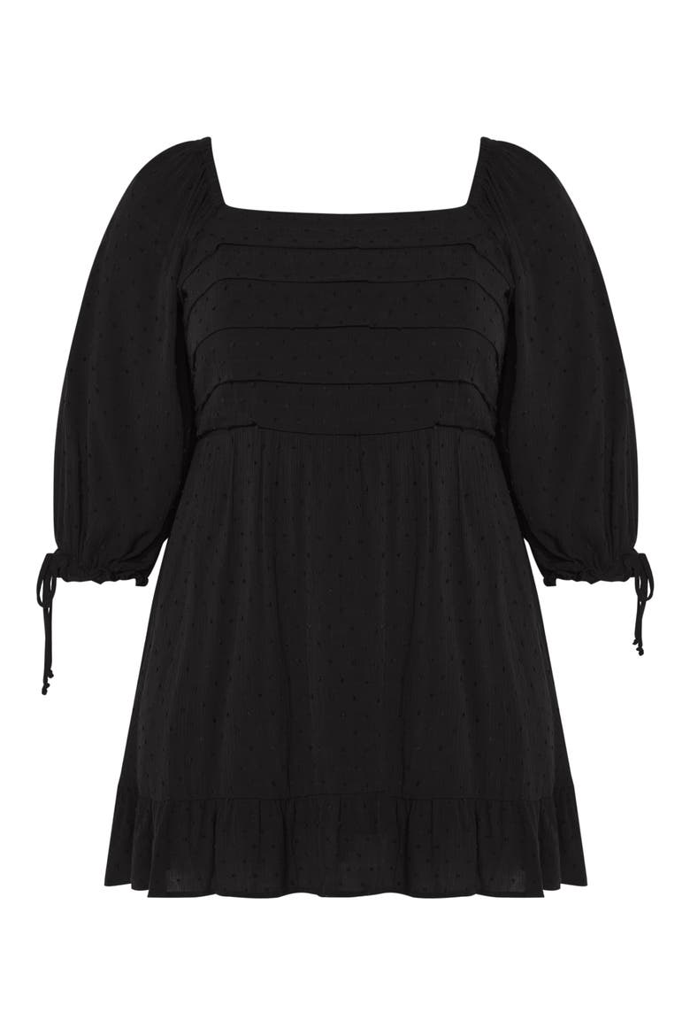 Arden Pleated Clip Dot Minidress, Alternate, color, BLACK