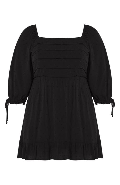 City Chic Arden Pleated Clip Dot Minidress In Black
